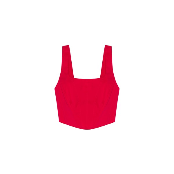 Simkhai Clio Cotton Bustier Top in Scarlet