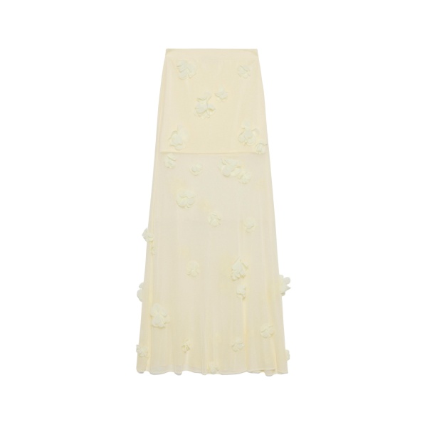 Simkhai Cora Floral Applique Midi Skirt in Yolk
