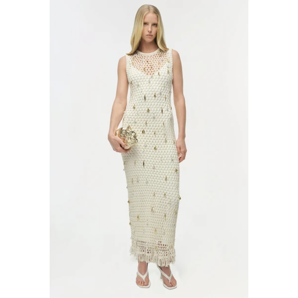 Simkhai Coralia Knit Charmed Midi Dress in Sand Multi, view 2