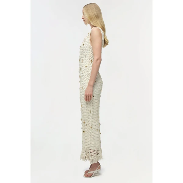 Simkhai Coralia Knit Charmed Midi Dress in Sand Multi, view 5