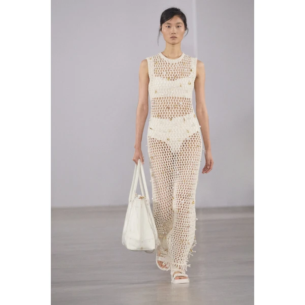 Simkhai Coralia Knit Charmed Midi Dress in Sand Multi, view 6
