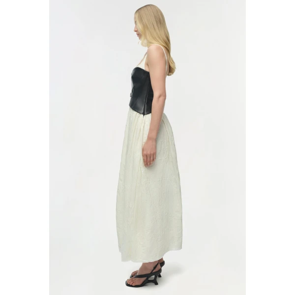 Simkhai Cortland Belted Bustier Midi Dress in Black Multi, view 5