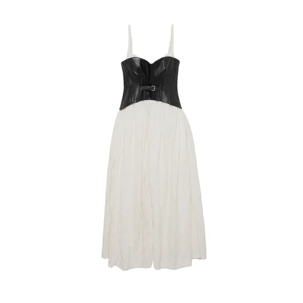 Simkhai Cortland Belted Bustier Midi Dress in Black Multi