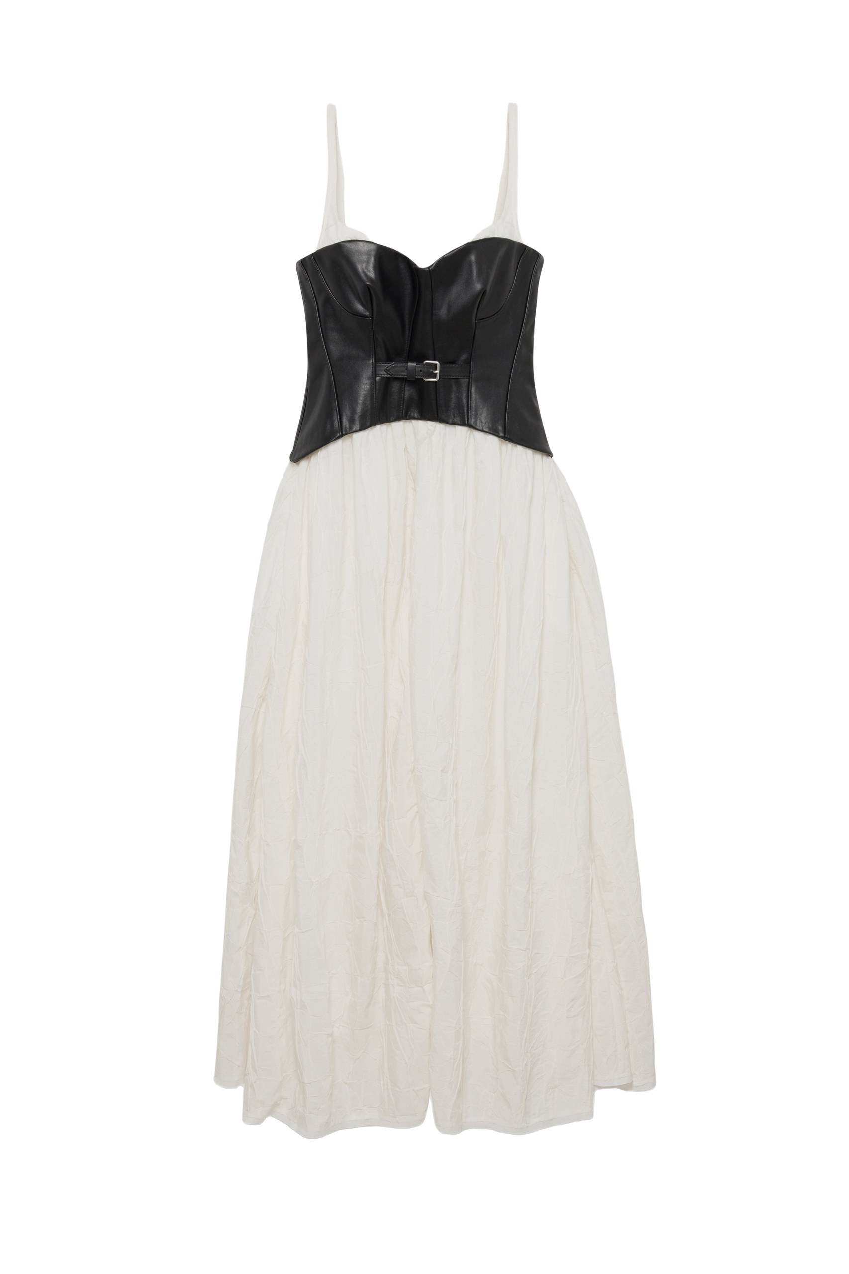 SIMKHAI Cortland Belted Bustier Midi Dress in Black Multi