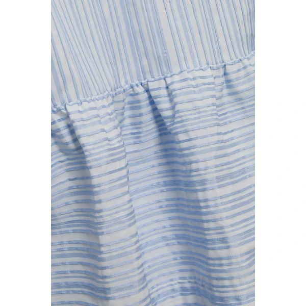 Simkhai Cris Short Sleeve Shirt Dress in Blue Stripe, view 7