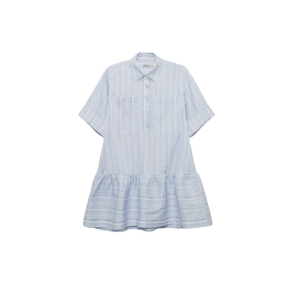 Simkhai Cris Short Sleeve Shirt Dress in Blue Stripe