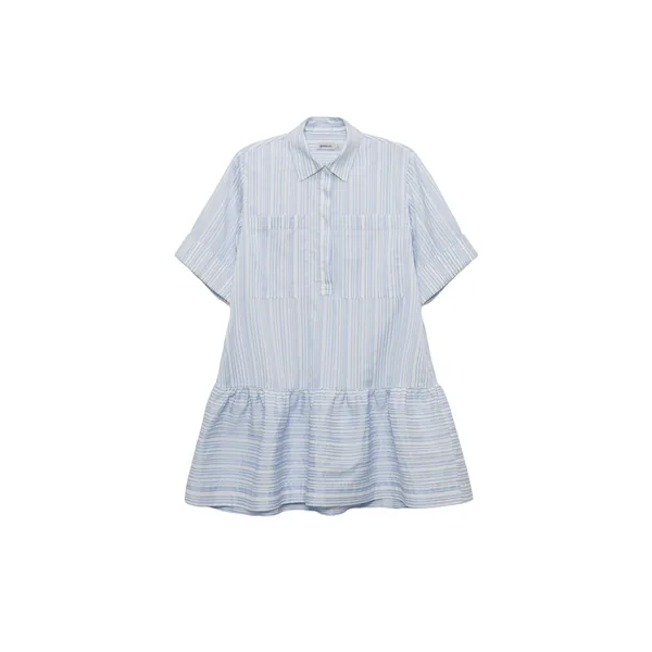 Simkhai Cris Short Sleeve Shirt Dress in Blue Stripe