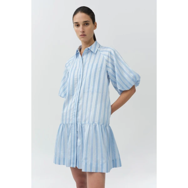 Simkhai Crissy Mini Dress in Oxford Blue Multi, view 2