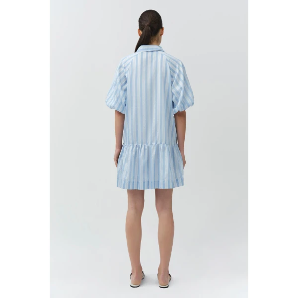 Simkhai Crissy Mini Dress in Oxford Blue Multi, view 5
