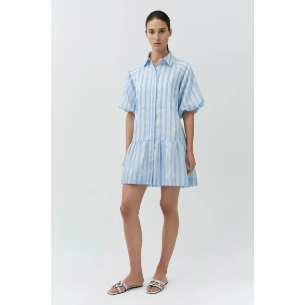 Simkhai Crissy Mini Dress in Oxford Blue Multi, view 6