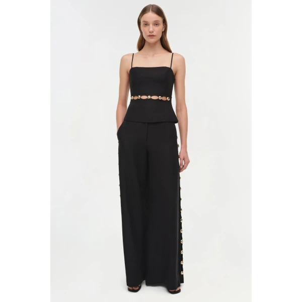 Simkhai Cruz Studded Linen Cami in Black, view 6