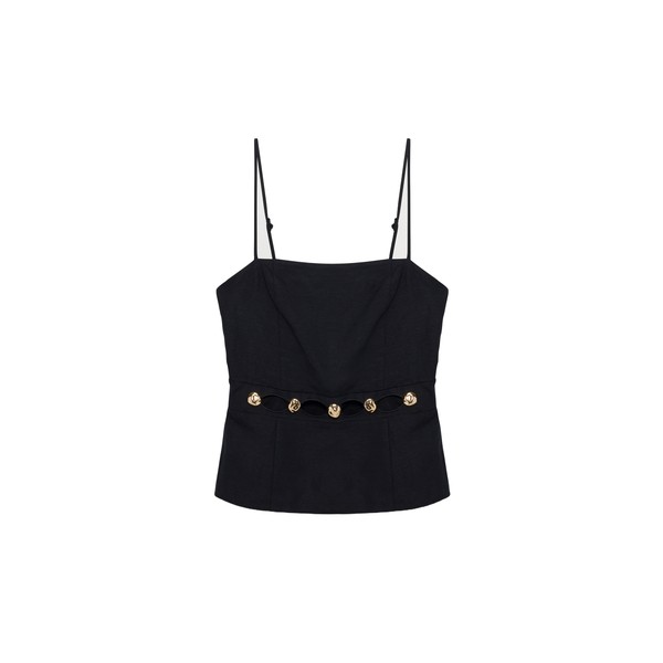 Simkhai Cruz Studded Linen Cami in Black