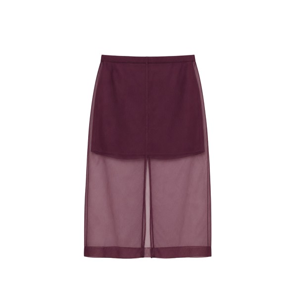 Simkhai Dana Organza Midi Skirt in Fig