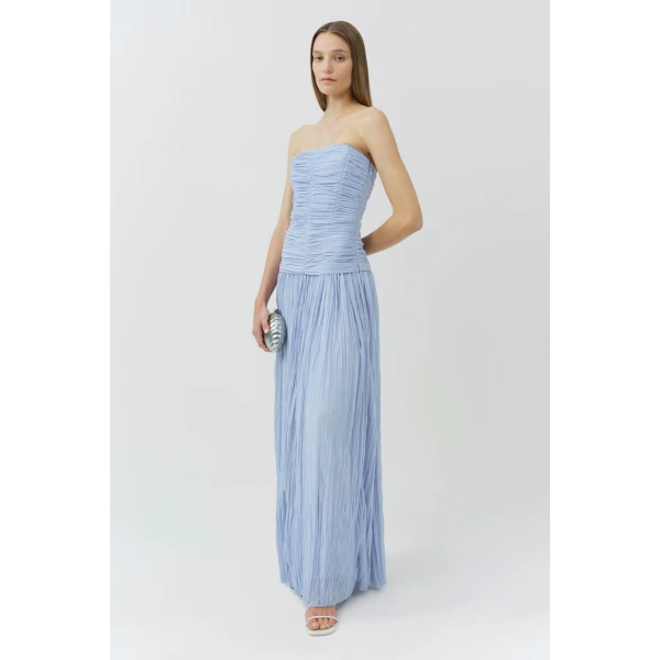 Simkhai Danielle Crinkle Jersey Bustier Gown in Blue Haze, view 2