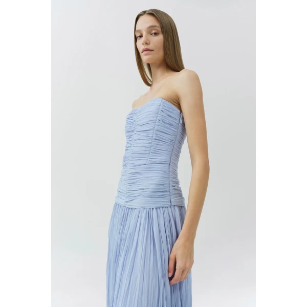 Simkhai Danielle Crinkle Jersey Bustier Gown in Blue Haze, view 4