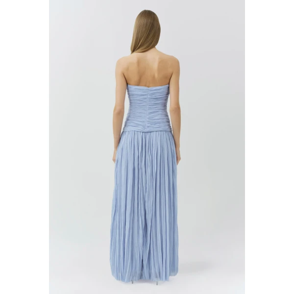 Simkhai Danielle Crinkle Jersey Bustier Gown in Blue Haze, view 5