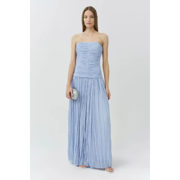 Simkhai Danielle Crinkle Jersey Bustier Gown in Blue Haze, view 6