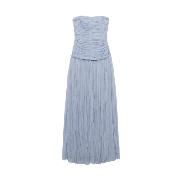 Simkhai Danielle Crinkle Jersey Bustier Gown in Blue Haze