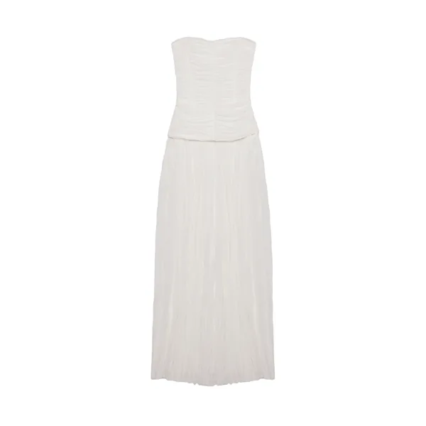 Simkhai Danielle Crinkle Jersey Bustier Gown in Ivory