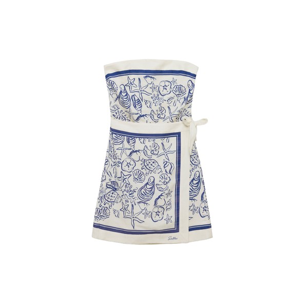 Simkhai Darbie Linen Bustier Mini Dress in Blueberry Multi