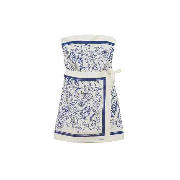Simkhai Darbie Linen Bustier Mini Dress in Blueberry Multi