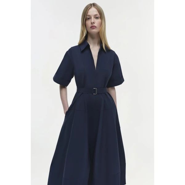 Simkhai Deanna Cotton Midi Dress in Midnight, view 3