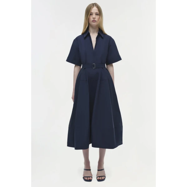 Simkhai Deanna Cotton Midi Dress in Midnight, view 7