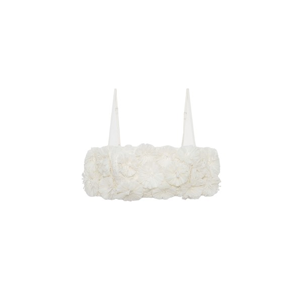Simkhai Delia Floral Raffia Bra Top in White