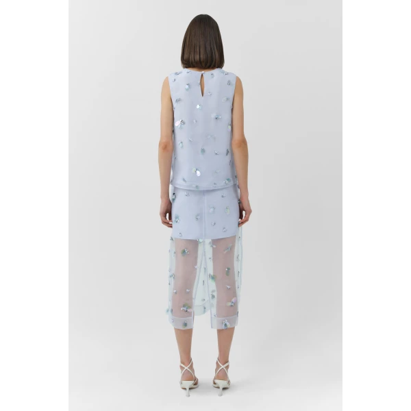 Simkhai Delilah Embellished Organza Midi Skirt in Periwinkle Sky, view 7