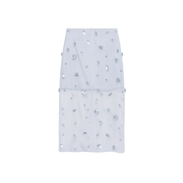 Simkhai Delilah Embellished Organza Midi Skirt in Periwinkle Sky