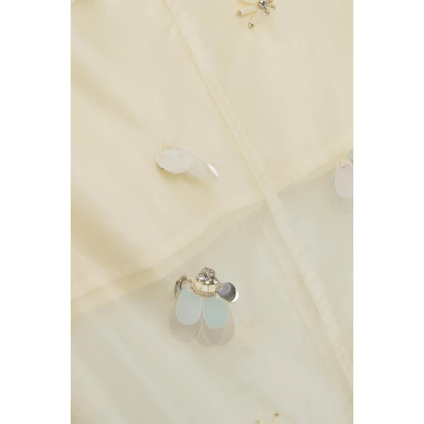 Simkhai Delilah Embellished Organza Midi Skirt in Yolk, view 7