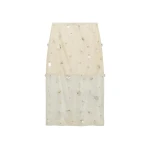 Simkhai Delilah Embellished Organza Midi Skirt in Yolk