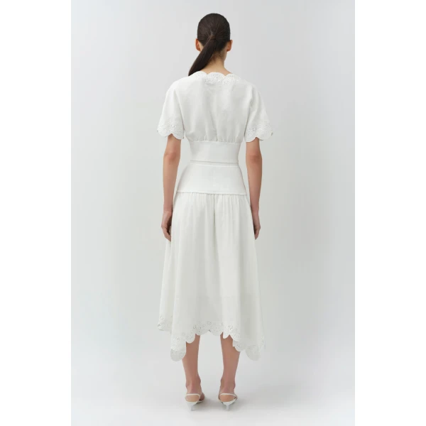 Simkhai Delphina Embroidered Linen Knit Top in White, view 4