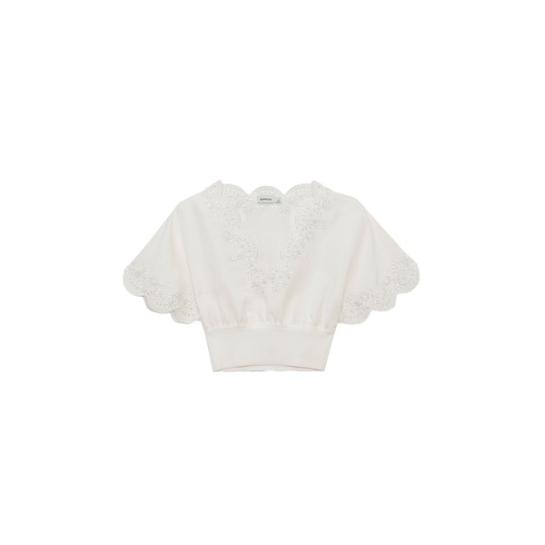 Simkhai Delphina Embroidered Linen Knit Top in White