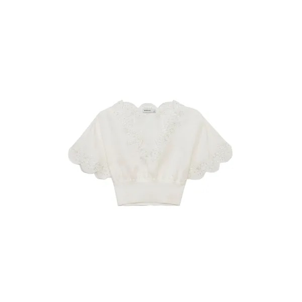Simkhai Delphina Embroidered Linen Knit Top in White
