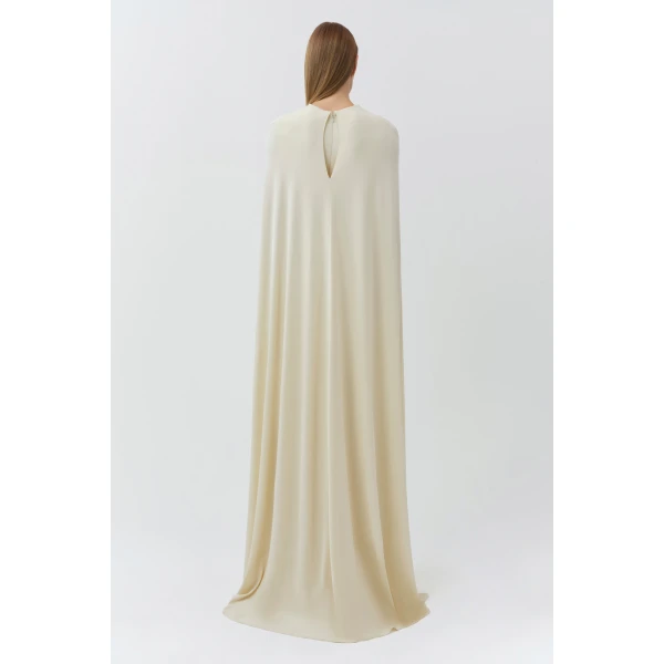 Simkhai Demi Draped Jersey Cape Gown in Yolk, view 7