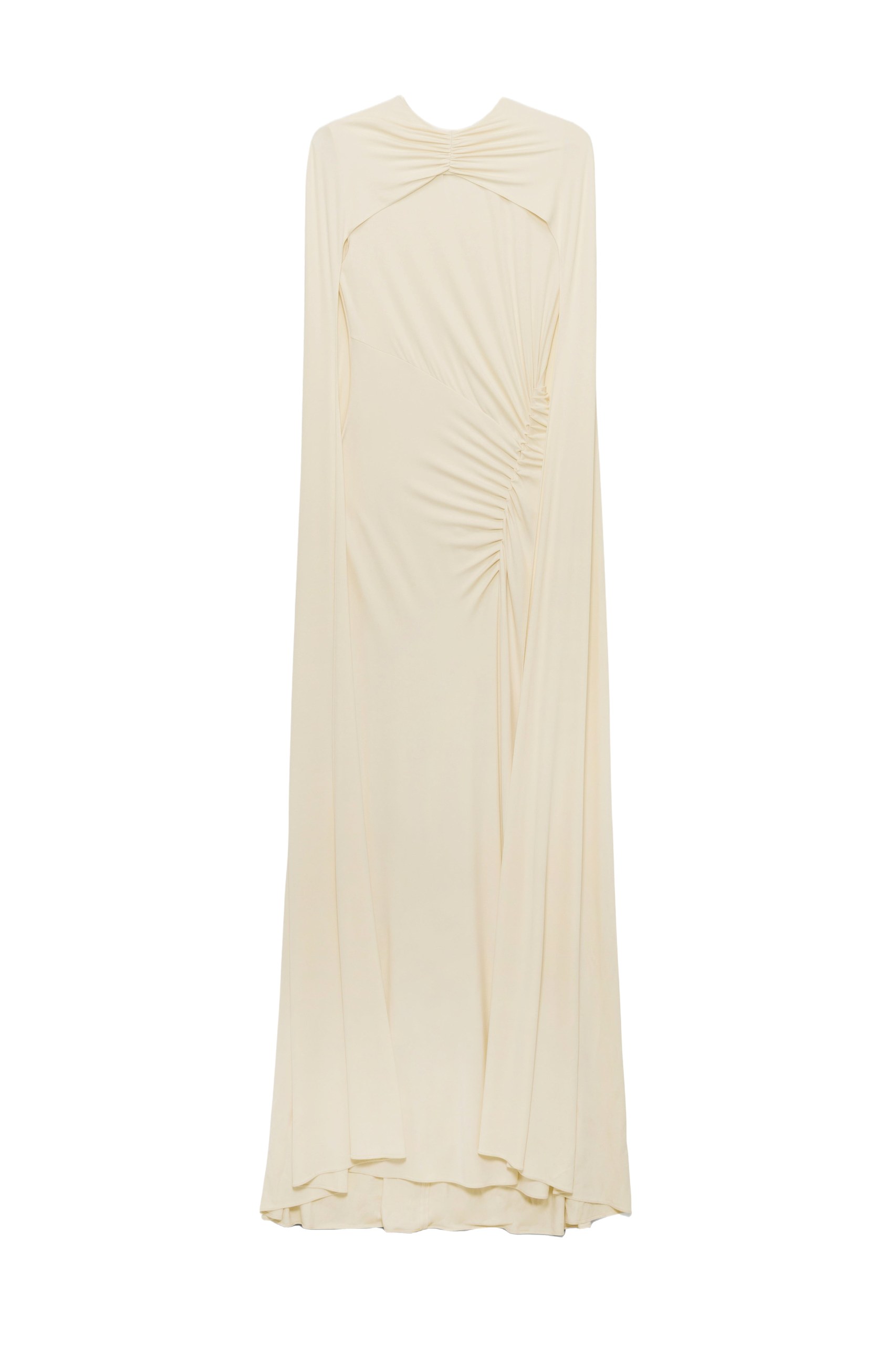 SIMKHAI Demi Draped Jersey Cape Gown in Yolk