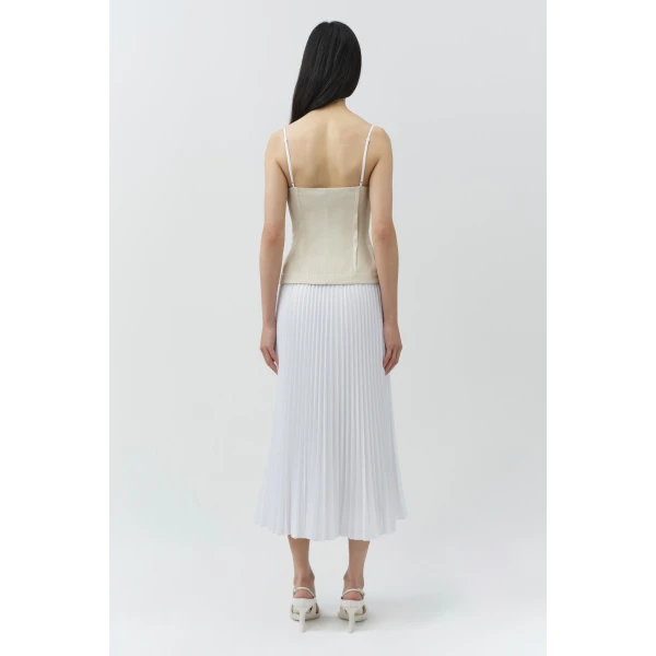 Simkhai Duval Linen Bustier Midi Dress in Sand Multi, view 5
