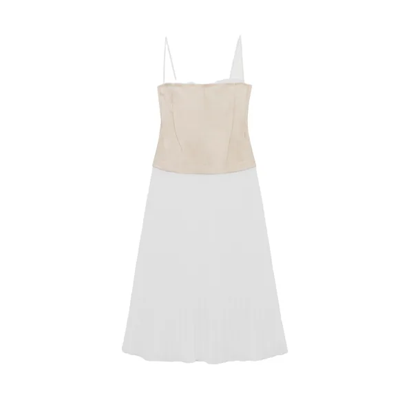 Simkhai Duval Linen Bustier Midi Dress in Sand Multi