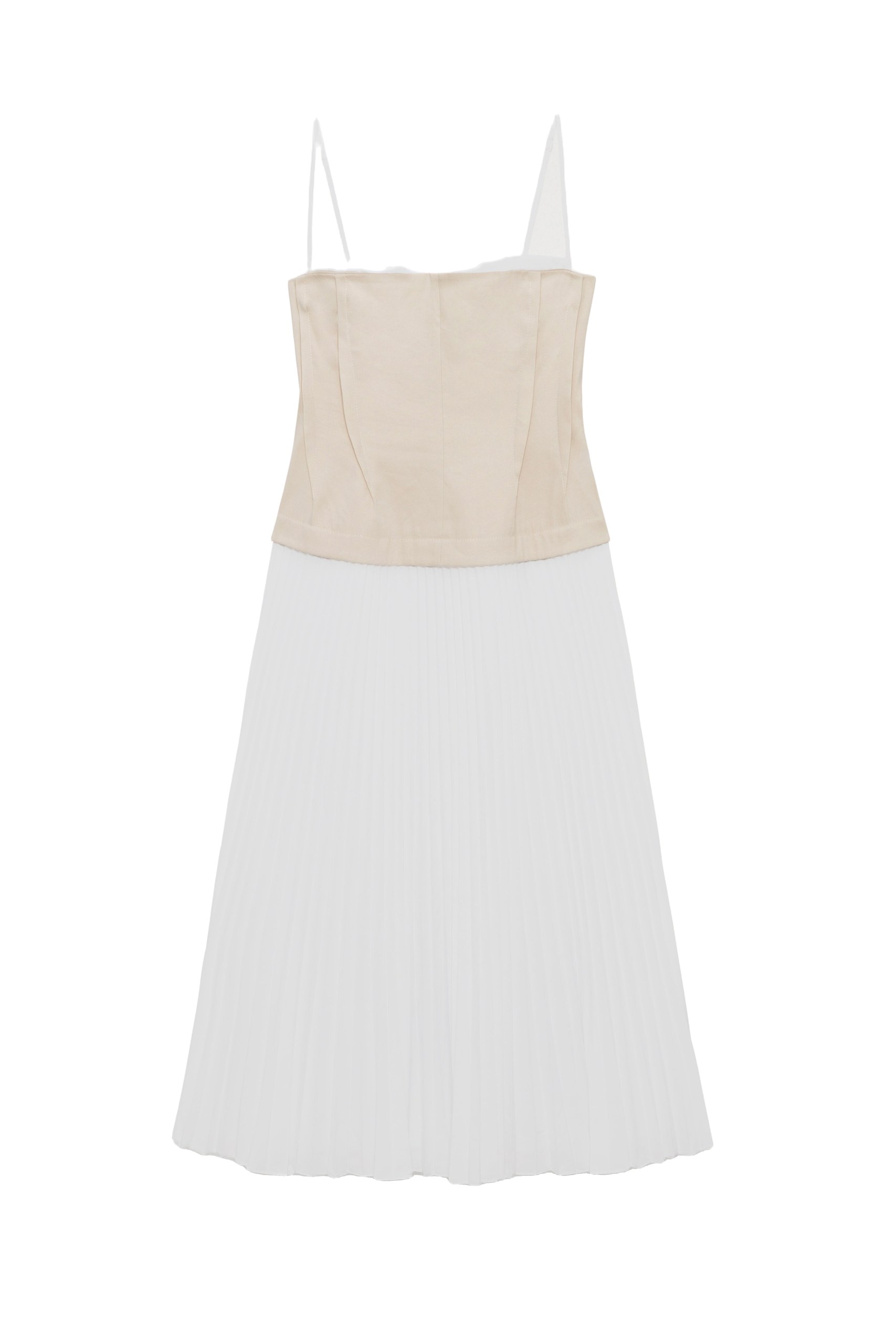 SIMKHAI Duval Linen Bustier Midi Dress in Sand Multi