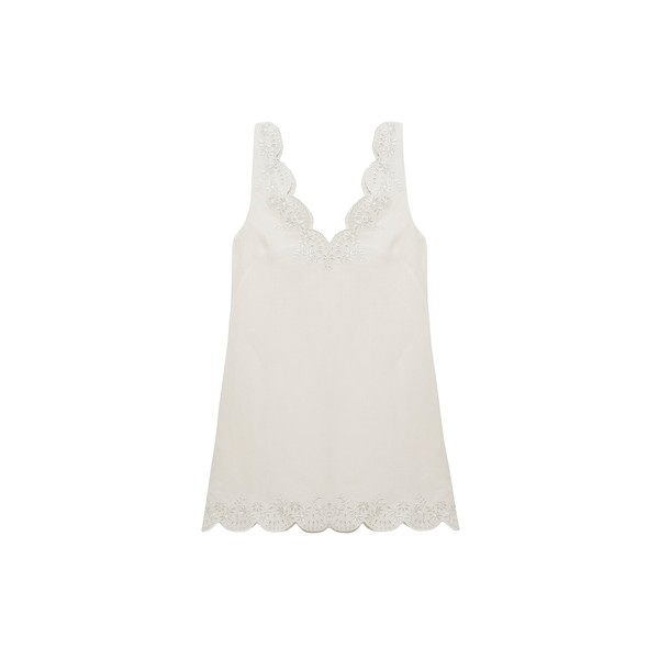 Simkhai Edena Embroidered Linen Mini Dress in White