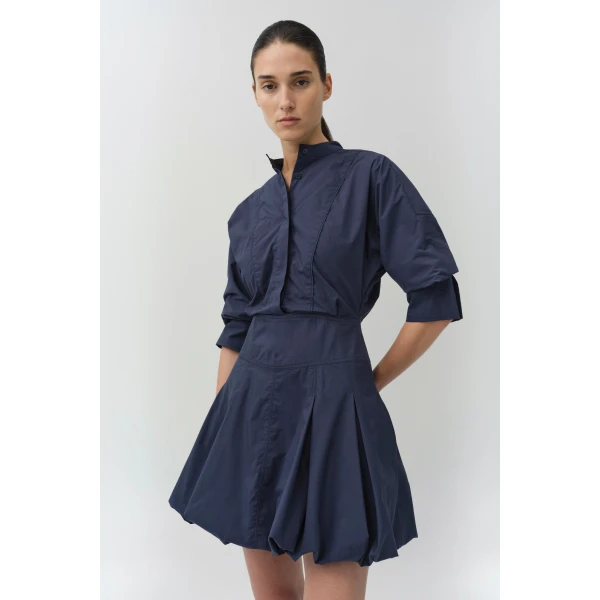 Simkhai Effie Cotton Bubble Mini Dress in Midnight, view 3
