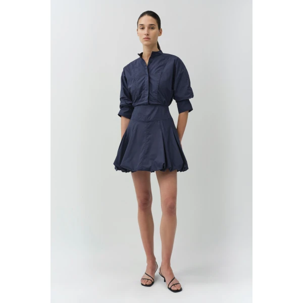 Simkhai Effie Cotton Bubble Mini Dress in Midnight, view 6