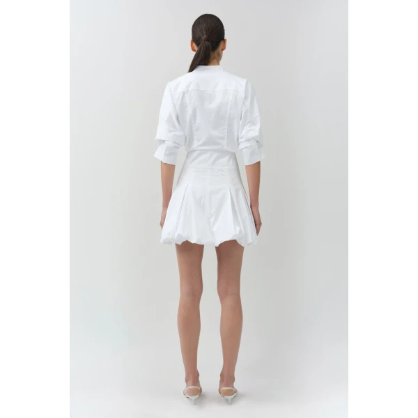 Simkhai Effie Cotton Bubble Mini Dress in White, view 4