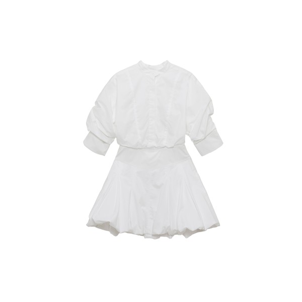 Simkhai Effie Cotton Bubble Mini Dress in White