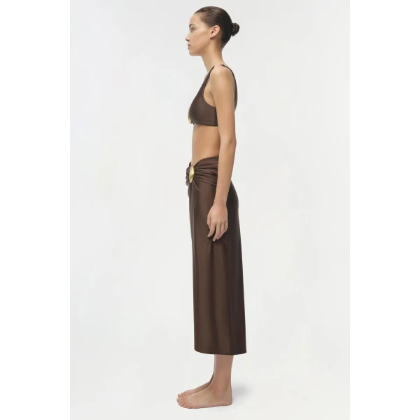 Simkhai Eiana Shell Midi Skirt in Chocolate, view 5