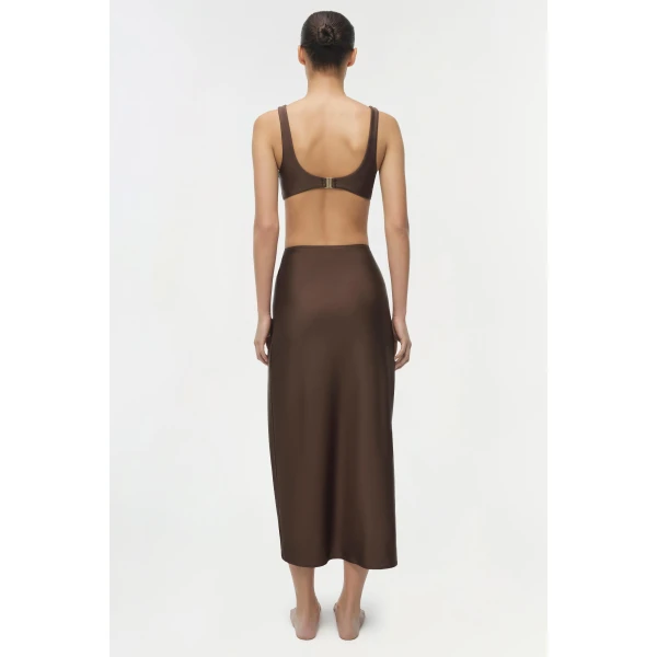 Simkhai Eiana Shell Midi Skirt in Chocolate, view 7