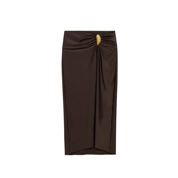 Simkhai Eiana Shell Midi Skirt in Chocolate