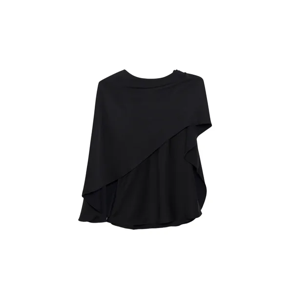Simkhai Eliora Draped Satin Cape Top in Black