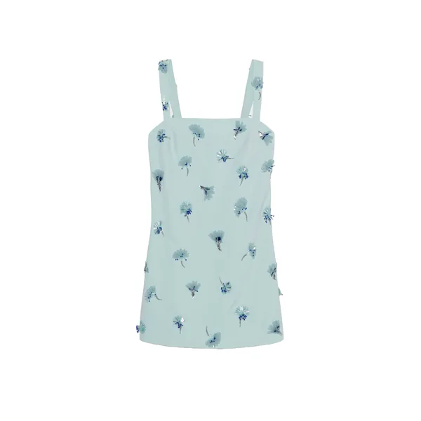Simkhai Ella Embellished Crepe Mini Dress in Sky